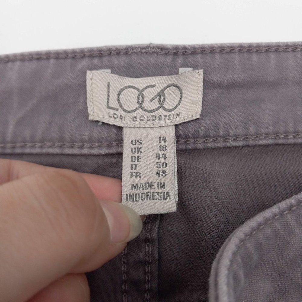 LOGO Lori Goldstein 5 Pocket Stretch Sateen Skinny Pants Purple High Rise 14 - Picture 3 of 8